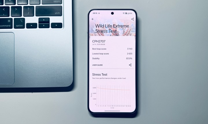 Score de référence sur le OnePlus Nord 5.