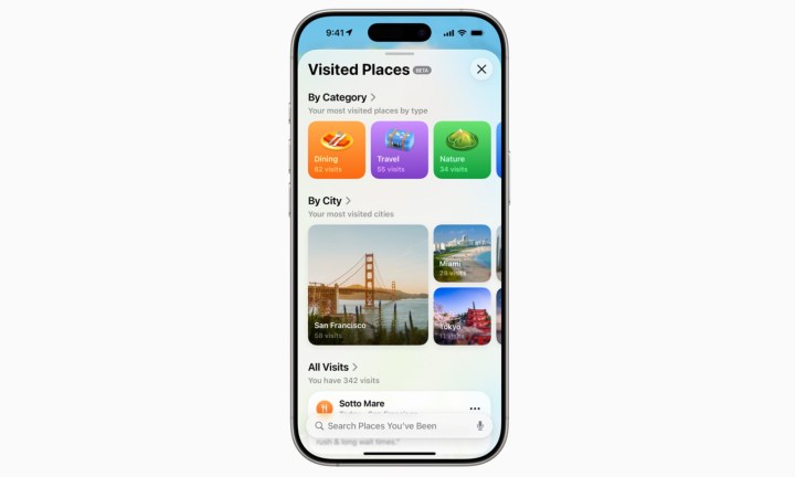 Les lieux visités fonctionnent dans les cartes Apple.