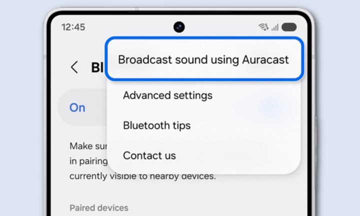 Auracast dans une ui 8 sur Samsung Galaxy Z Fold 7.