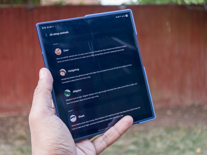 Samsung Sleep Coaching affiché sur l'affichage principal du Galaxy Z Fold 7