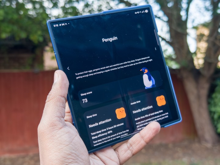 Samsung Sleep Coaching affiché sur l'affichage principal du Galaxy Z Fold 7