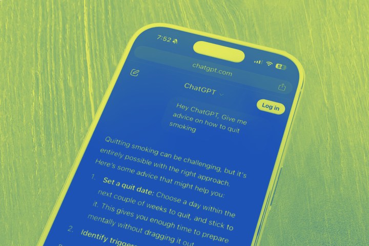 Recherche de conseils de sevrage tabagique de Chatgpt sur un téléphone.