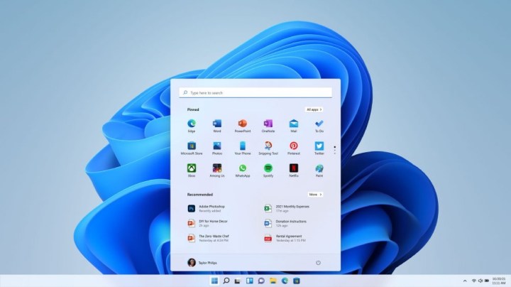 Menu de démarrage de Windows 11