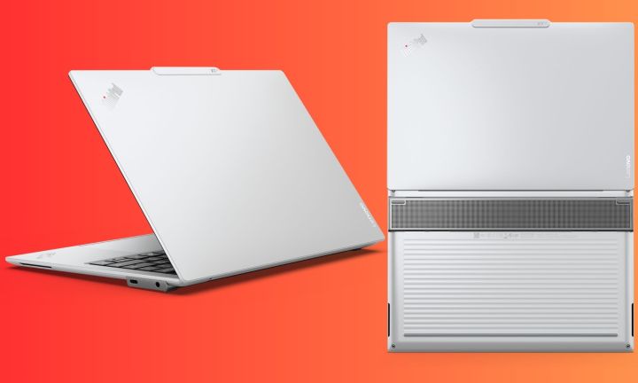 Devant. et vue arrière de ThinkPad X9 Aura Edition dans Glacier White.