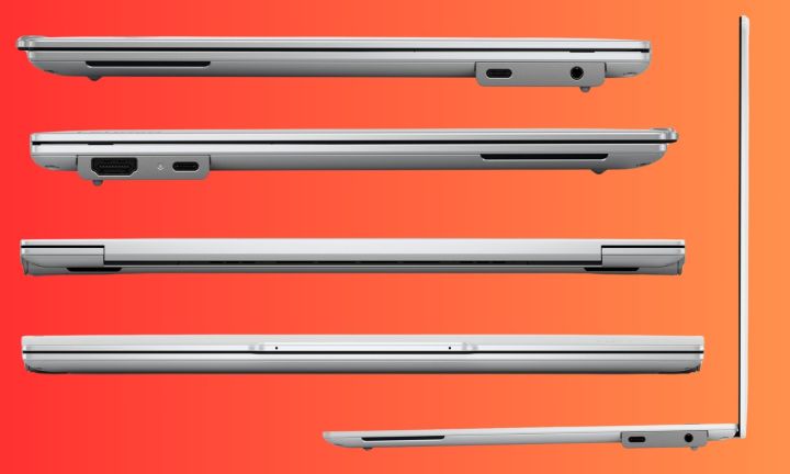 Vue latérale des bords sur l'édition ThinkPad X9 Aura dans Glacier White.