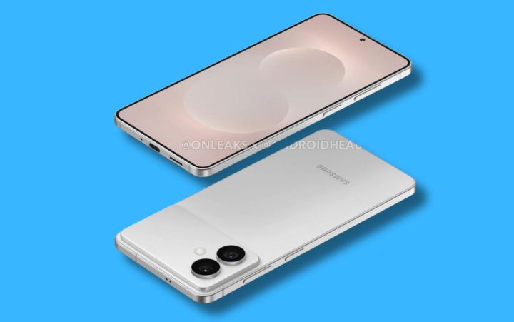 Vue inclinée du rendu divulgué de Samsung Galaxy S26 Edge.