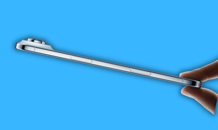 Une vue inclinée du rendu de produit officiel de l'air iPhone.