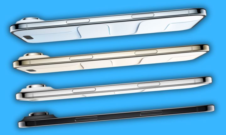 Vue latérale du rendu de produit officiel de l'air iPhone.