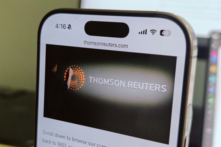 Le site Web de Thomson Reuters, comme on le voit sur un iPhone 16 Pro.