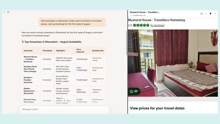 Utiliser Copilot dans Edge pour effectuer des réservations.
