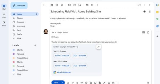 Google facilite la recherche d'un planning de réunion dans Gmail, grâce à l'IA