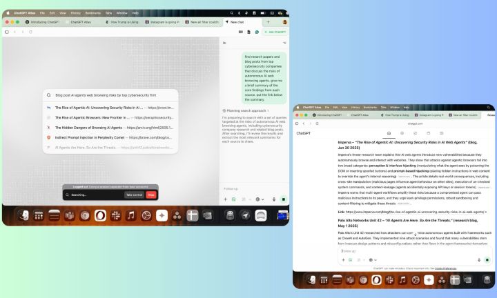 Travailler avec le mode Agent dans le navigateur ChatGPT Atlas