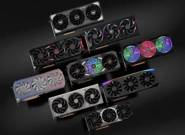 Plusieurs cartes graphiques AMD RX série 9000.