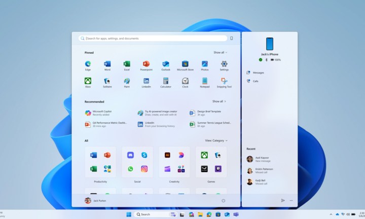 nouveau menu Démarrer pour Windows 11