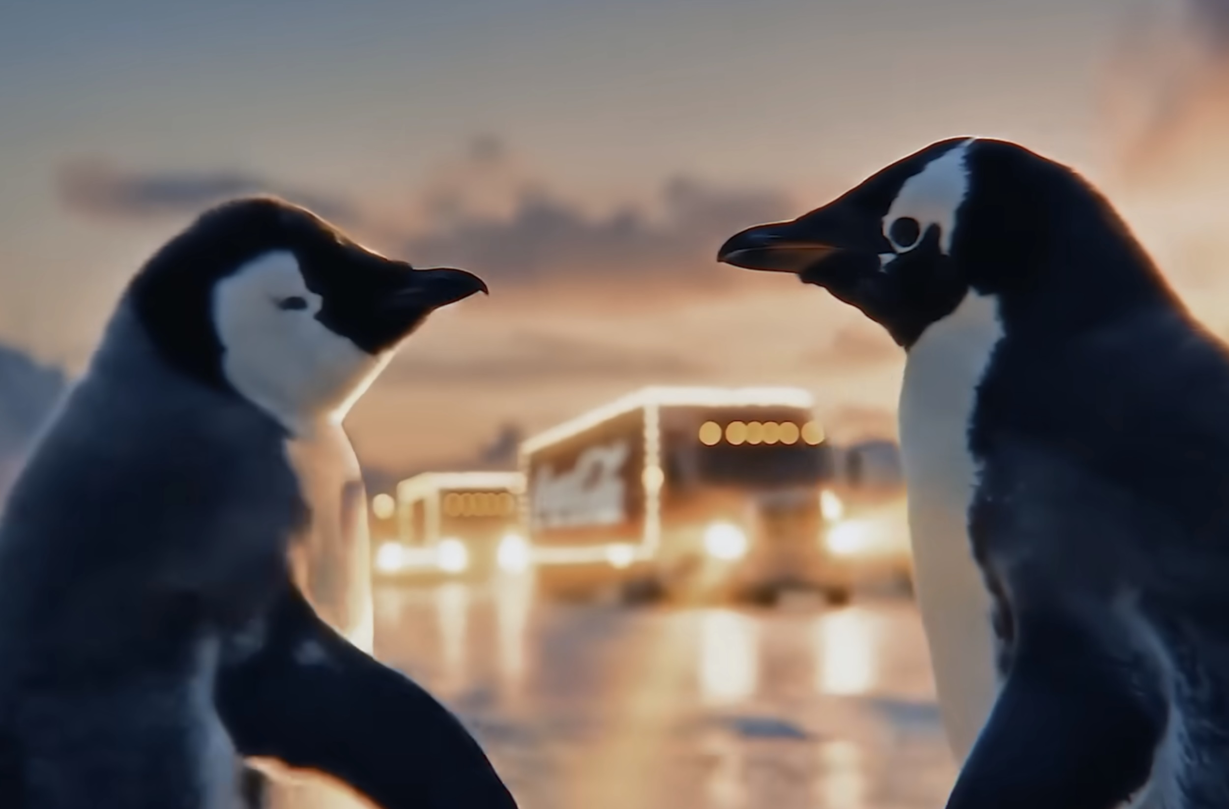 Des pingouins dans la publicité de Noël 2025 de Coca-Cola, générée par l'IA.