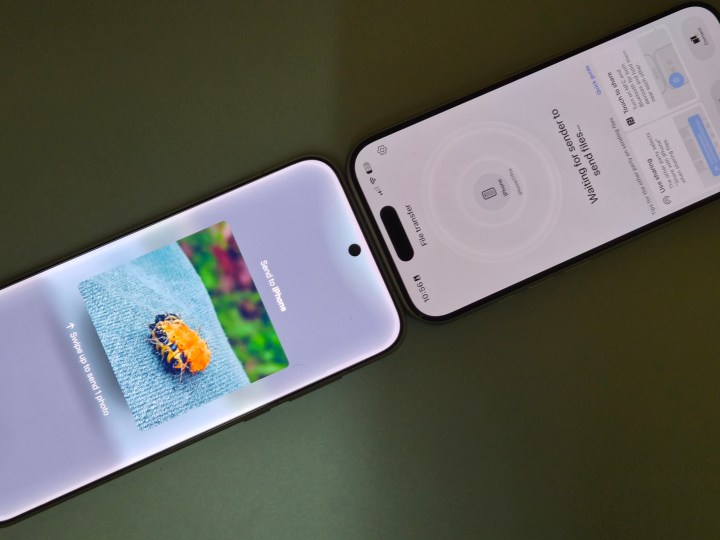 Transfert de fichiers entre OnePlus 15 et iPhone 17 Pro.