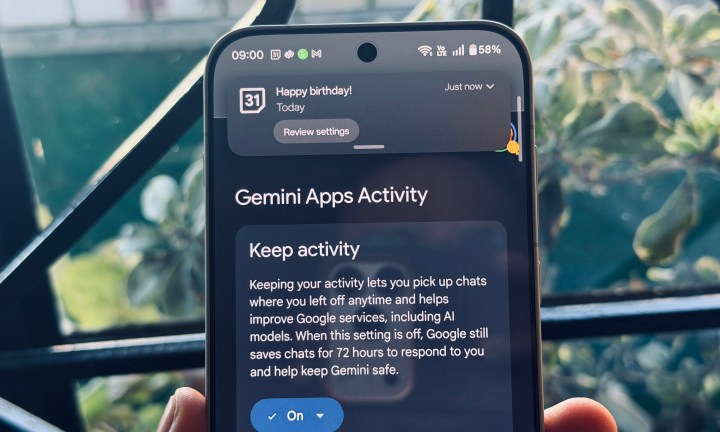 Page principale d'activité des applications Gemini.