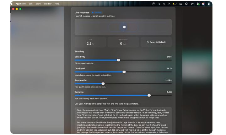 Paramètres dans l'application ScrollPods.