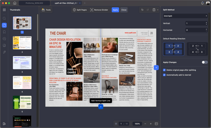 Fonctionnalité de fractionnement de PDF dans UPDF