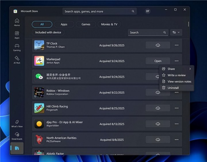 désinstallation de l'application Microsoft Windows 11