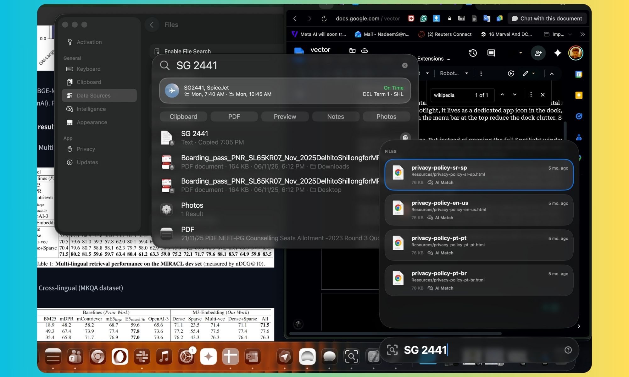 Recherche avec l'application Vector pour Mac.