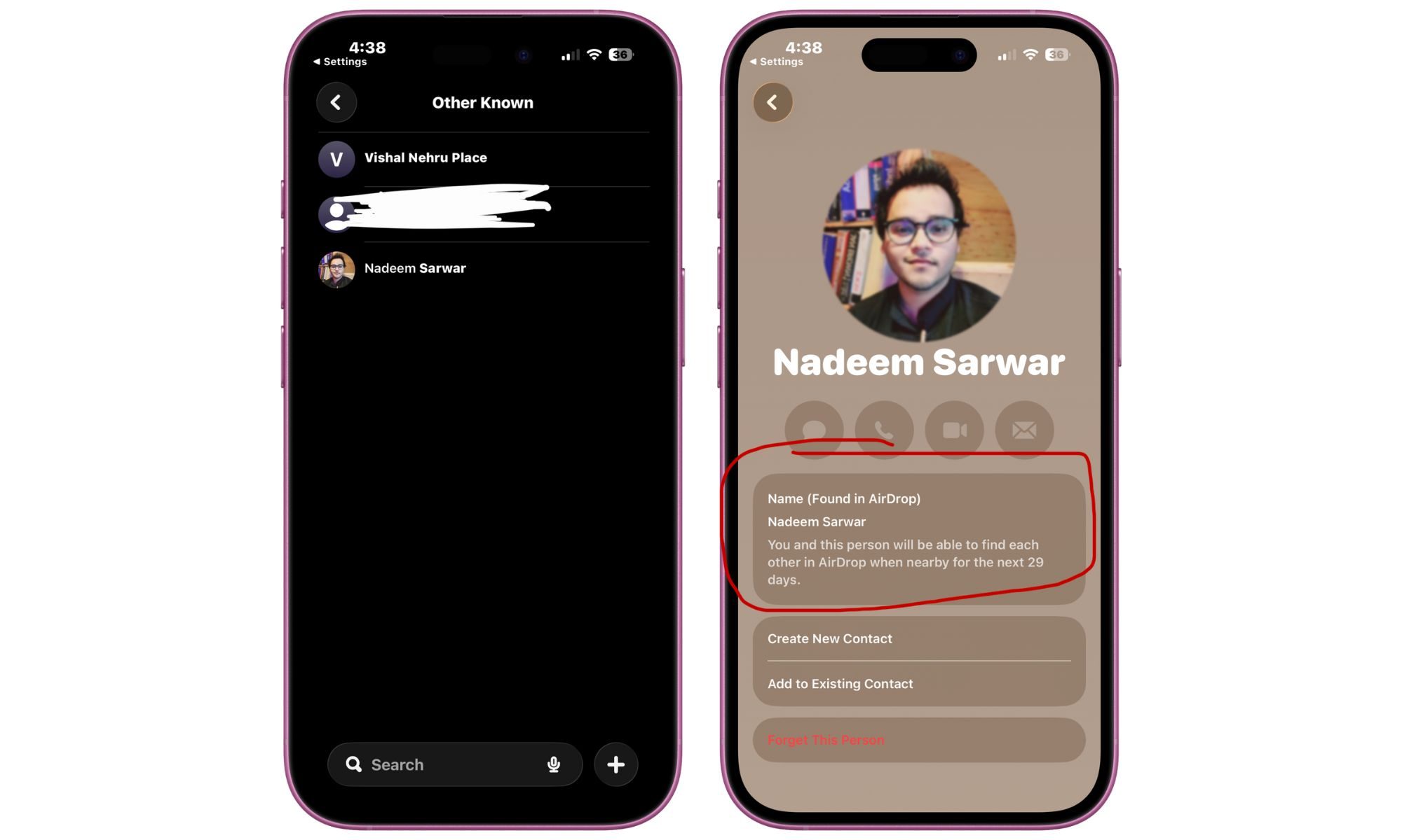 Contactez la liste blanche sur un iPhone exécutant la mise à jour iOS 26.2.
