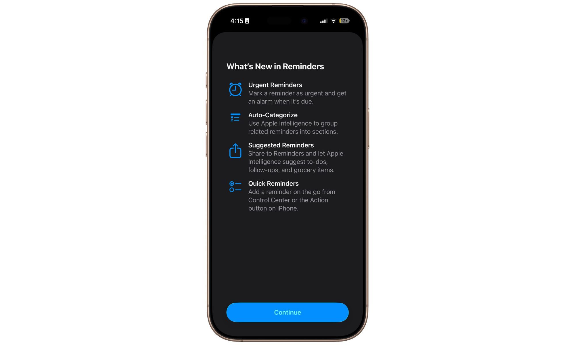 Rappels sur un iPhone exécutant la mise à jour iOS 26.2.