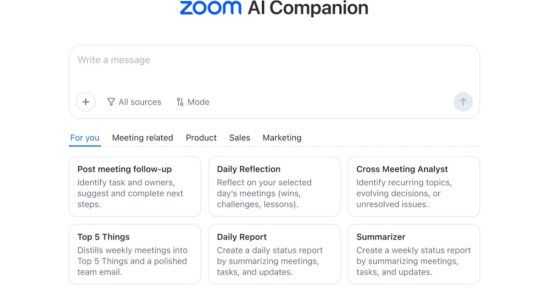 Zoom dispose également d'un assistant IA, si c'est ce dont vous avez besoin pour les appels vidéo
