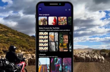 Image showcasing new Create for YouTube Shorts space in the Adobe Premiere mobile app.