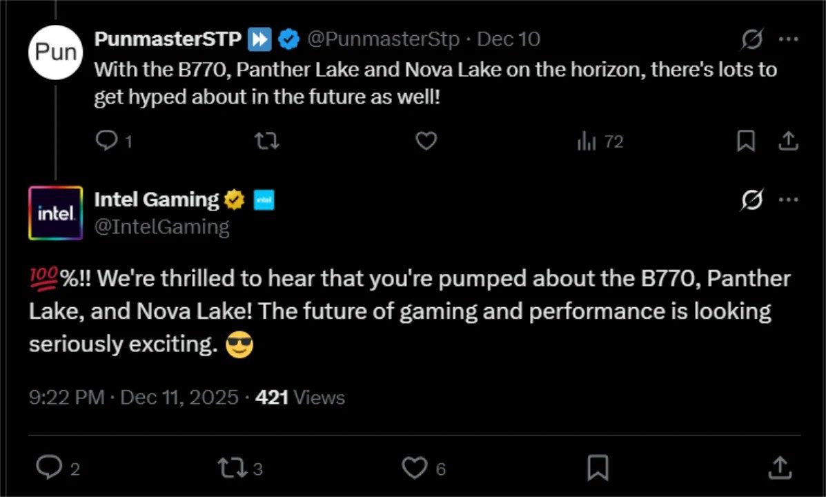 Intel mentionne involontairement le GPU Arv B770 dans une publication sur les réseaux sociaux