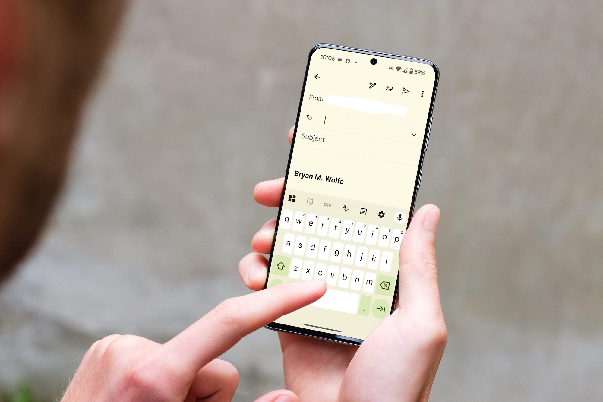 Signature Gmail sur mobile.