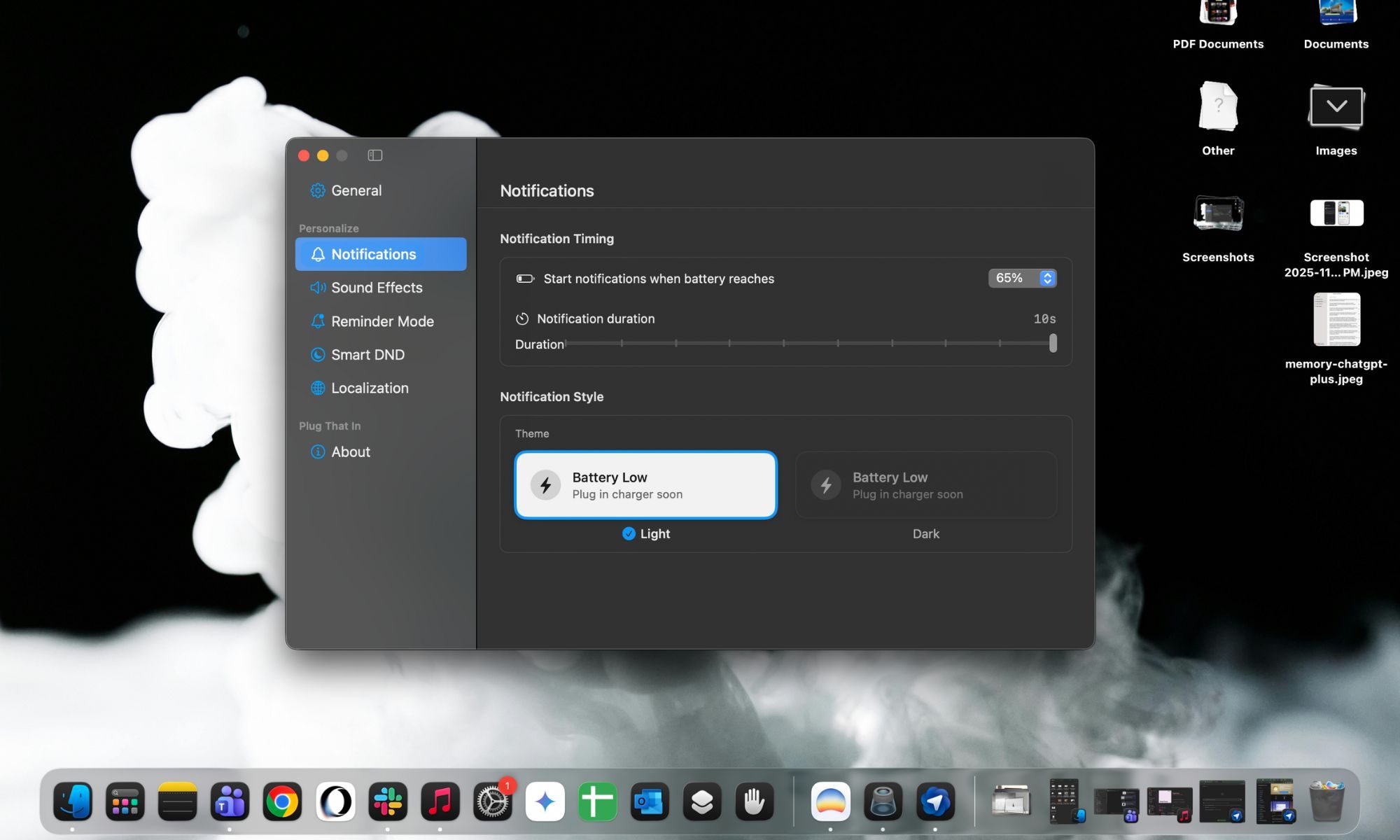 Application PlugThatIn Mac pour les alertes de batterie