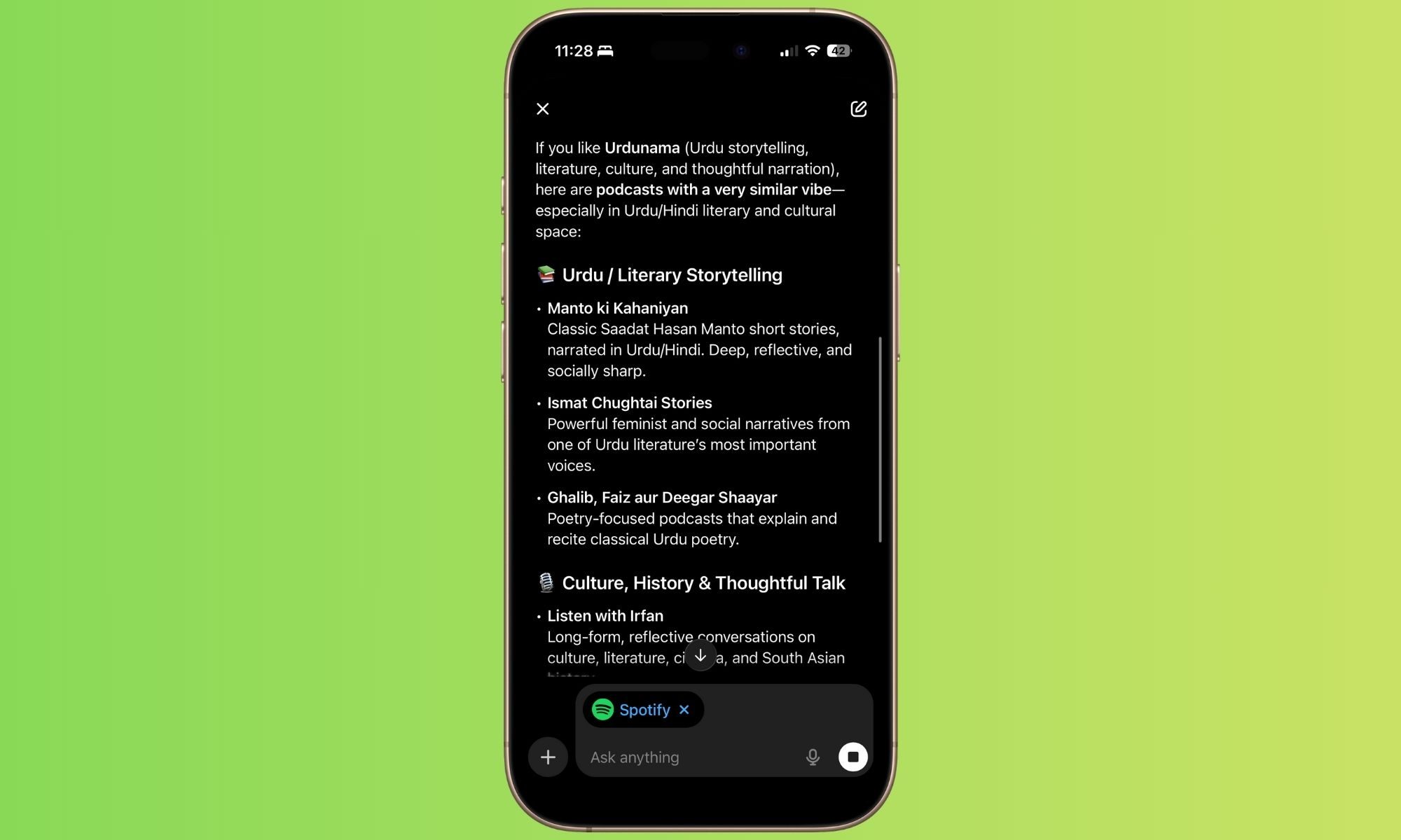 Intégration Spotify et ChatGPT.