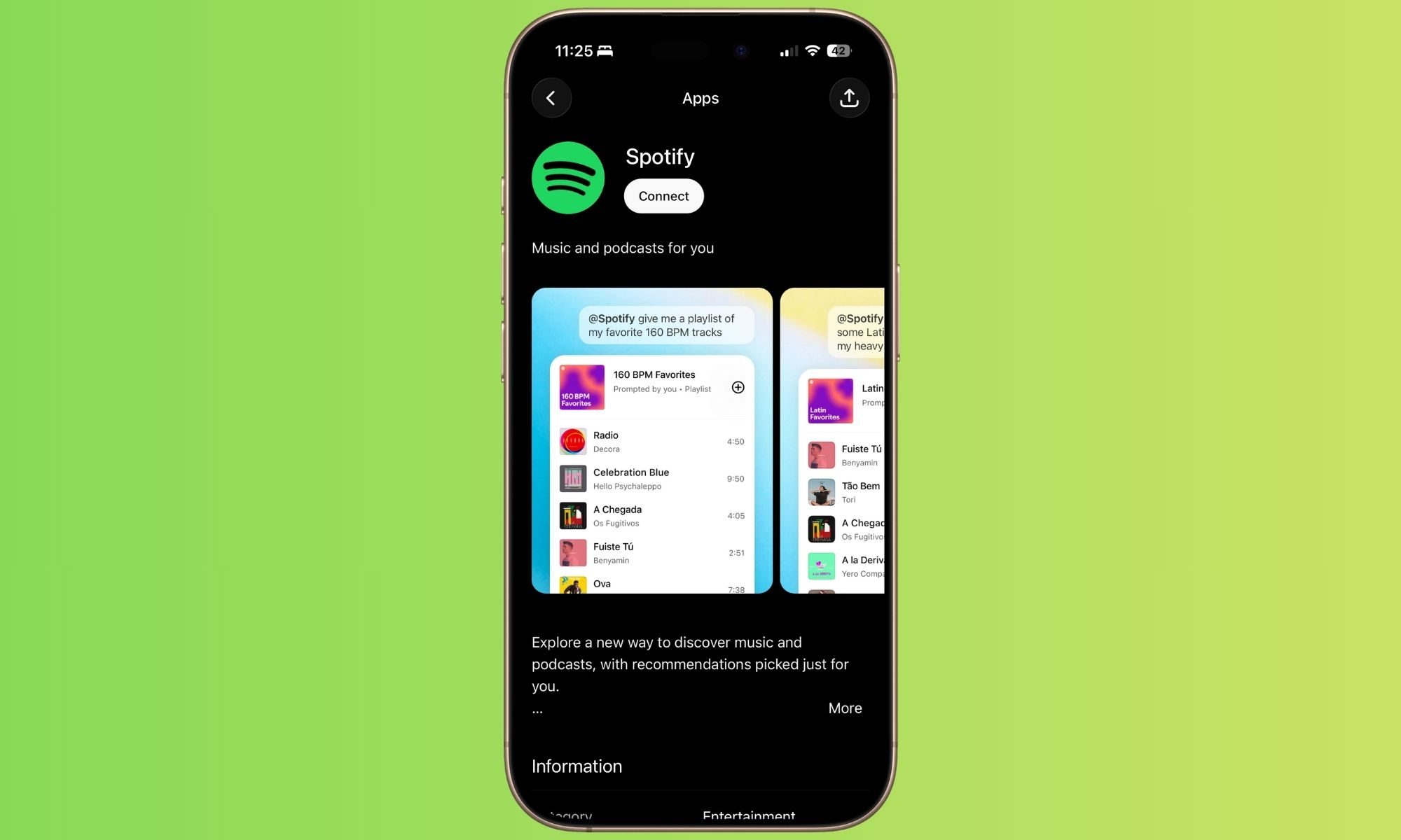 Intégration Spotify et ChatGPT.