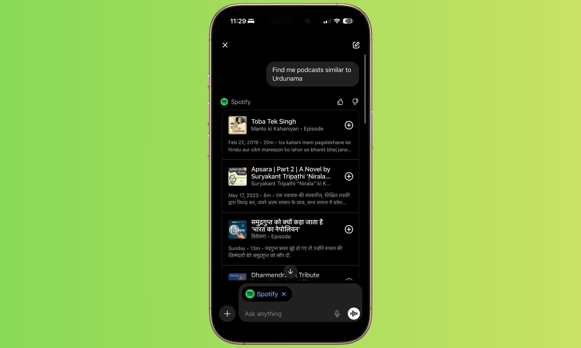 Intégration Spotify et ChatGPT.