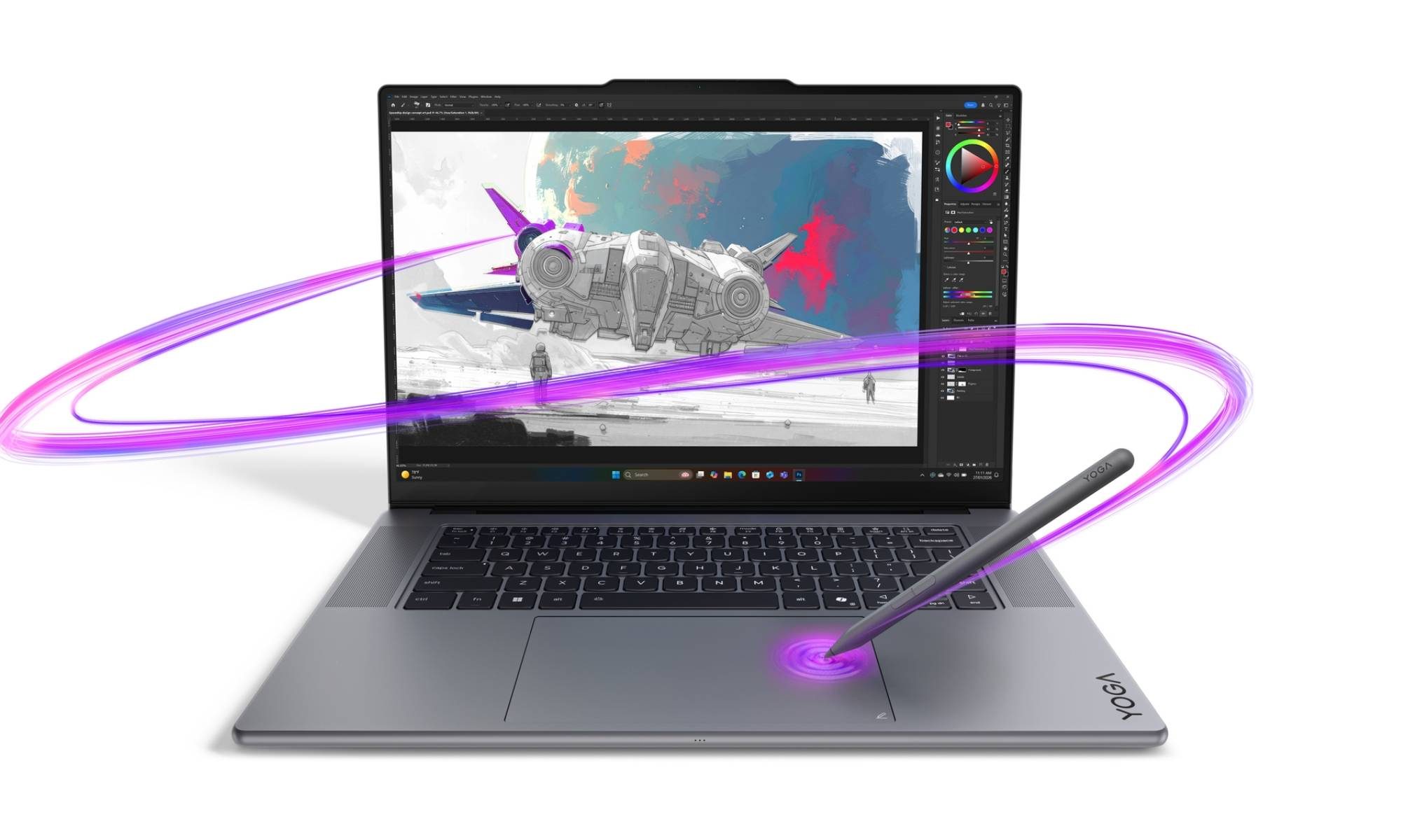 Lenovo Yoga Pro 9i Aura Edition sur fond blanc.