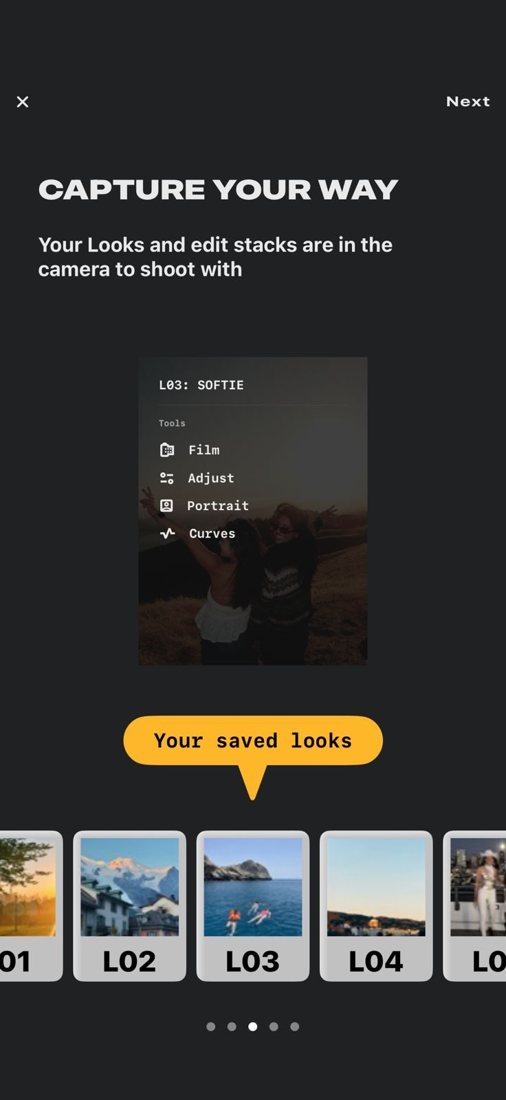 Capture d'écran iOS de la caméra Snapseed.