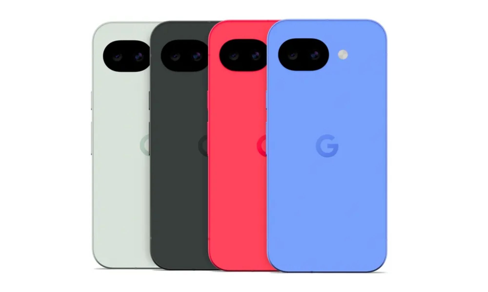 Google Pixel 10a toutes couleurs sur fond blanc.