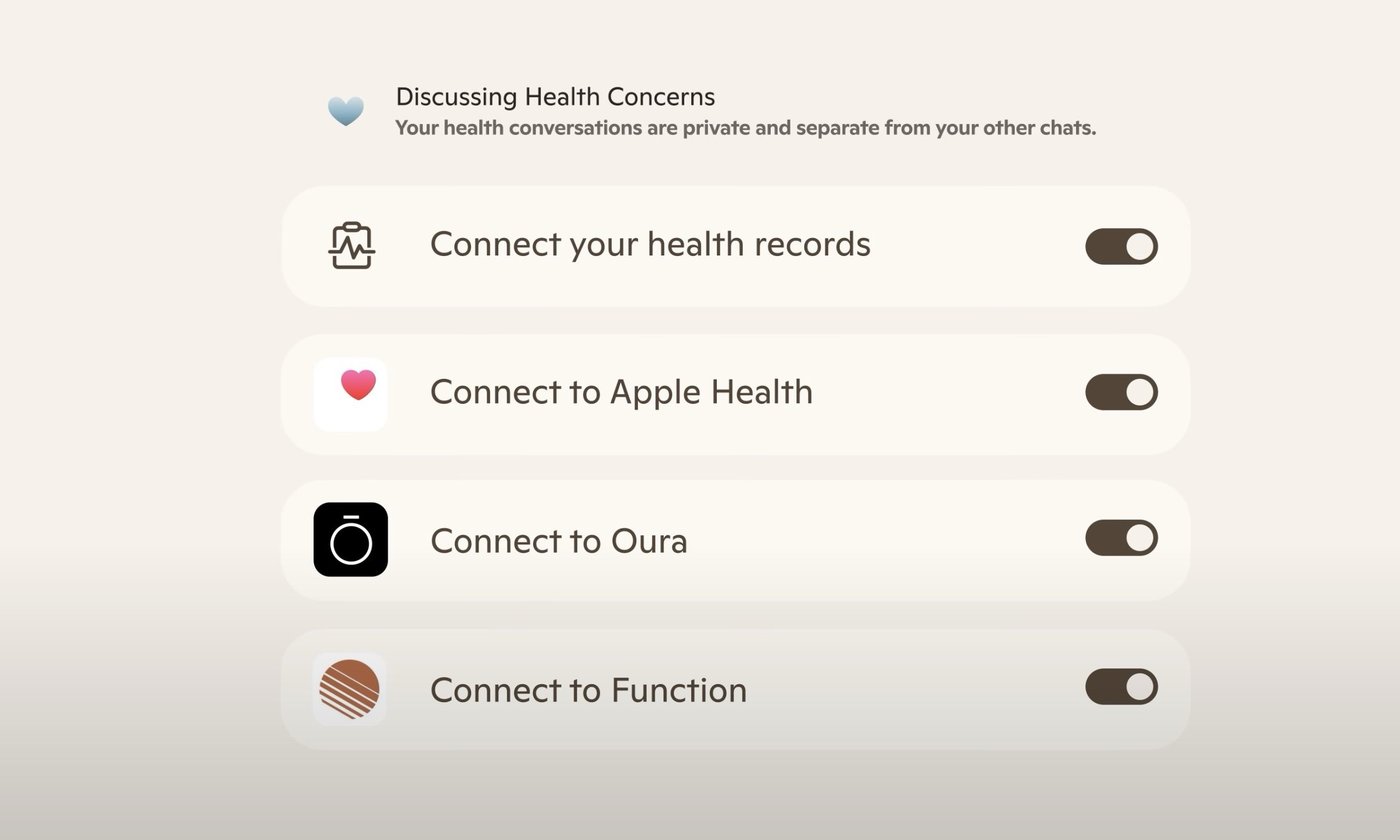 Copilot Health connecté à différentes sources
