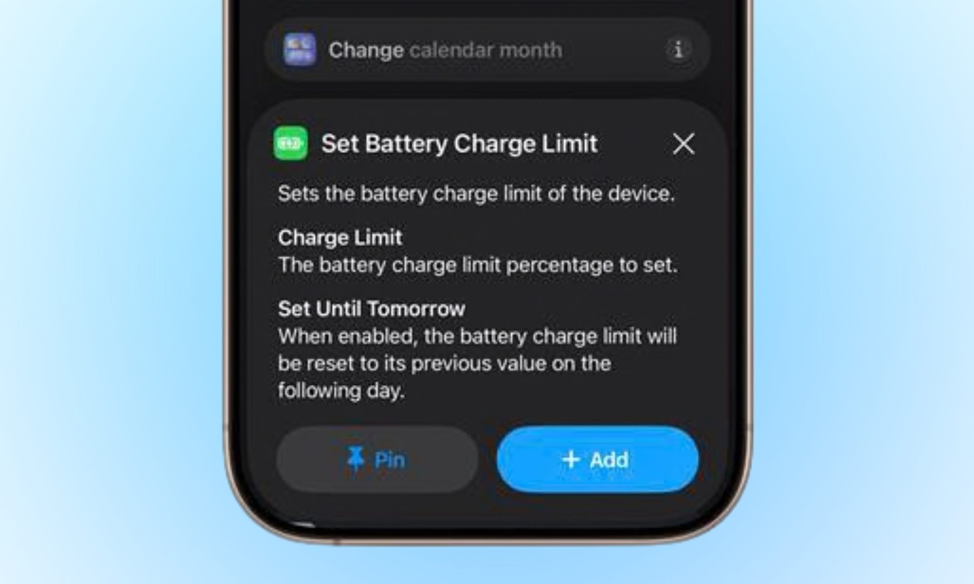 Définissez le raccourci de limite de charge de la batterie sur iOS 26.4.
