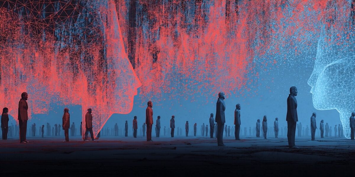 représentation d'un essaim d'agents IA