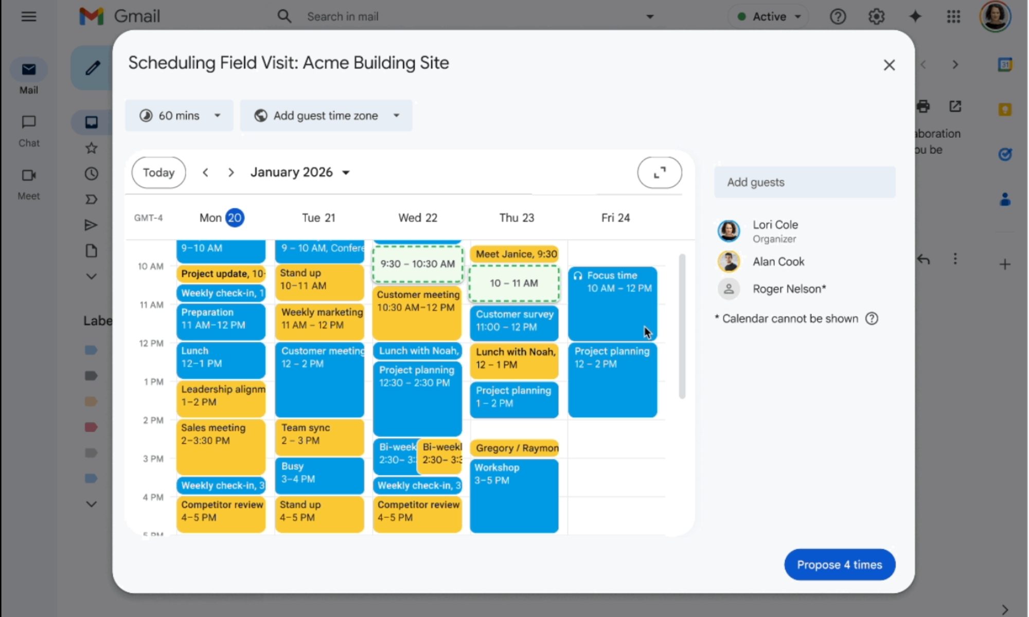 Google Agenda dans Gmail.