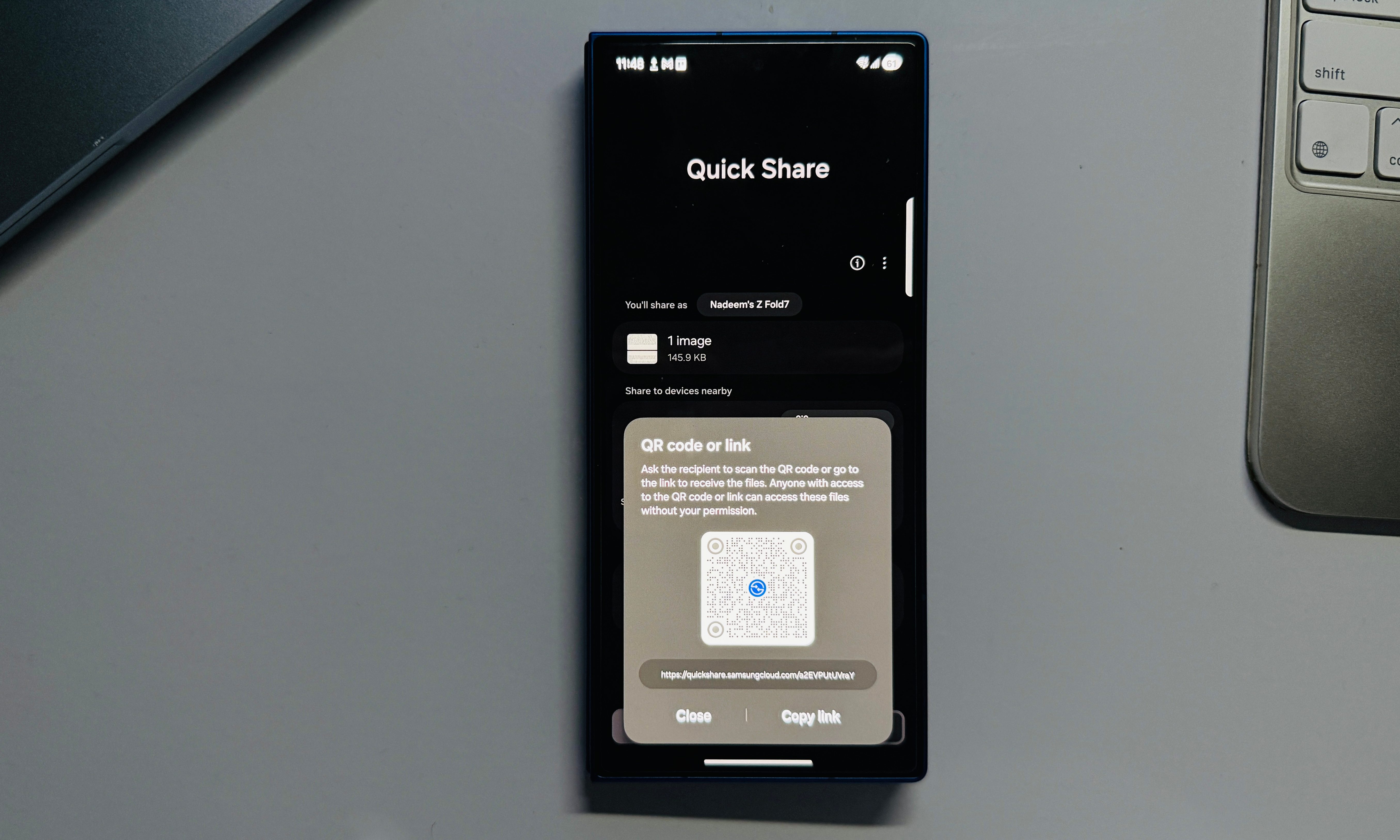 Partage de fichiers dans One UI 8.
