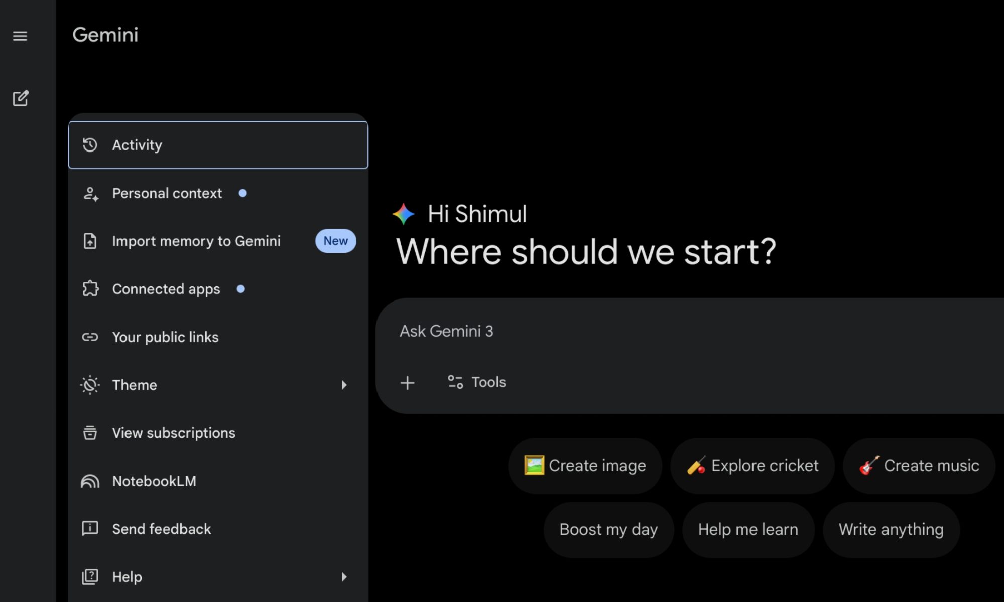 Étapes pour importer de la mémoire dans Gemini