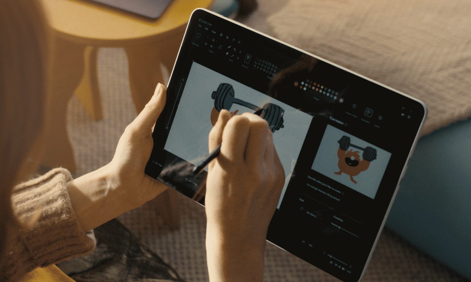 Écran tactile Microsoft Surface Pro avec Paint sous Windows 11