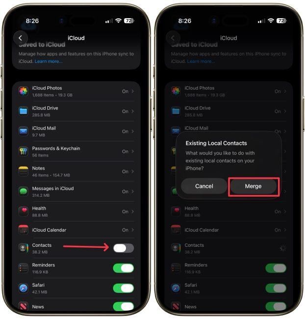 activer la synchronisation des contacts