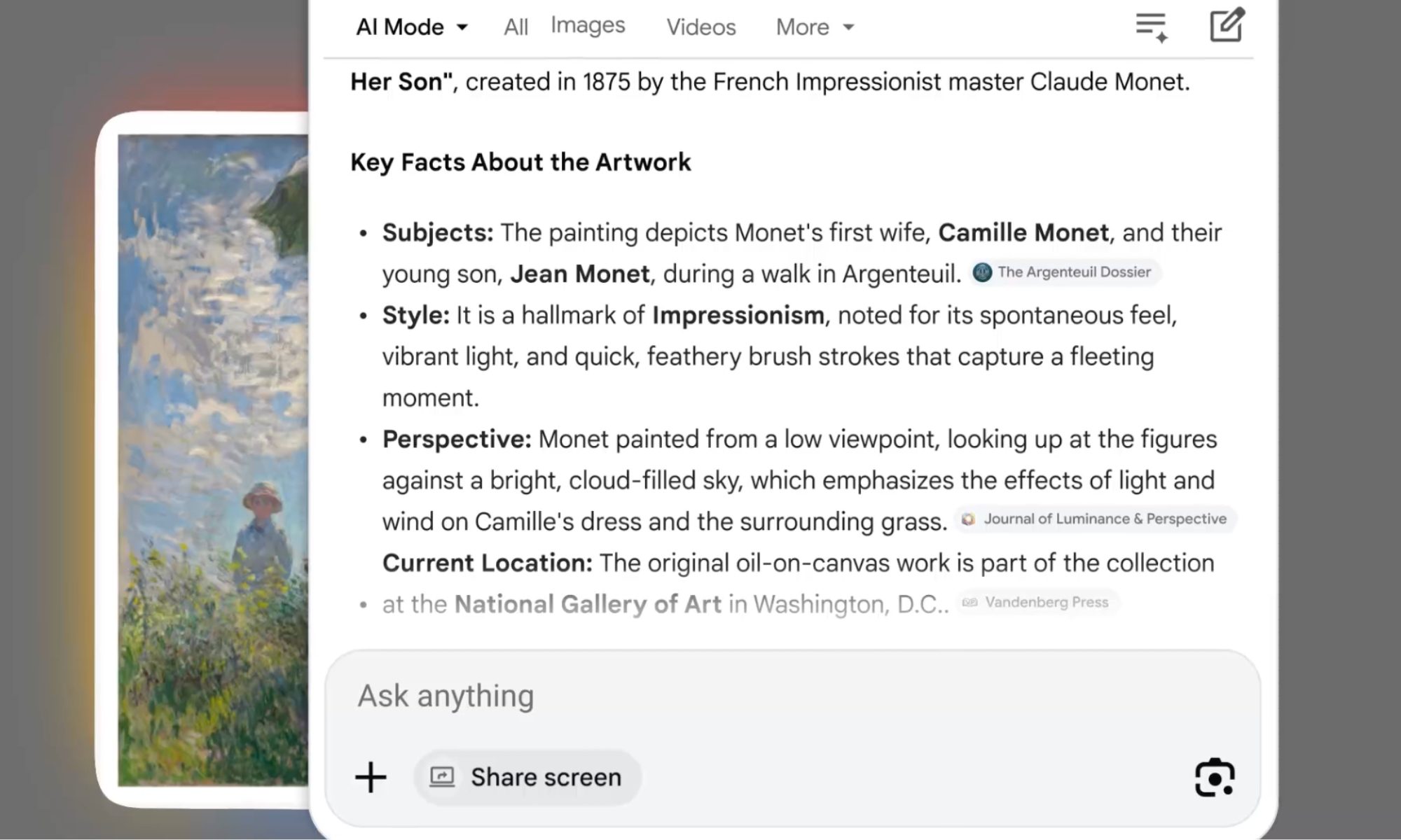 Mode IA dans l'application Google pour Windows.