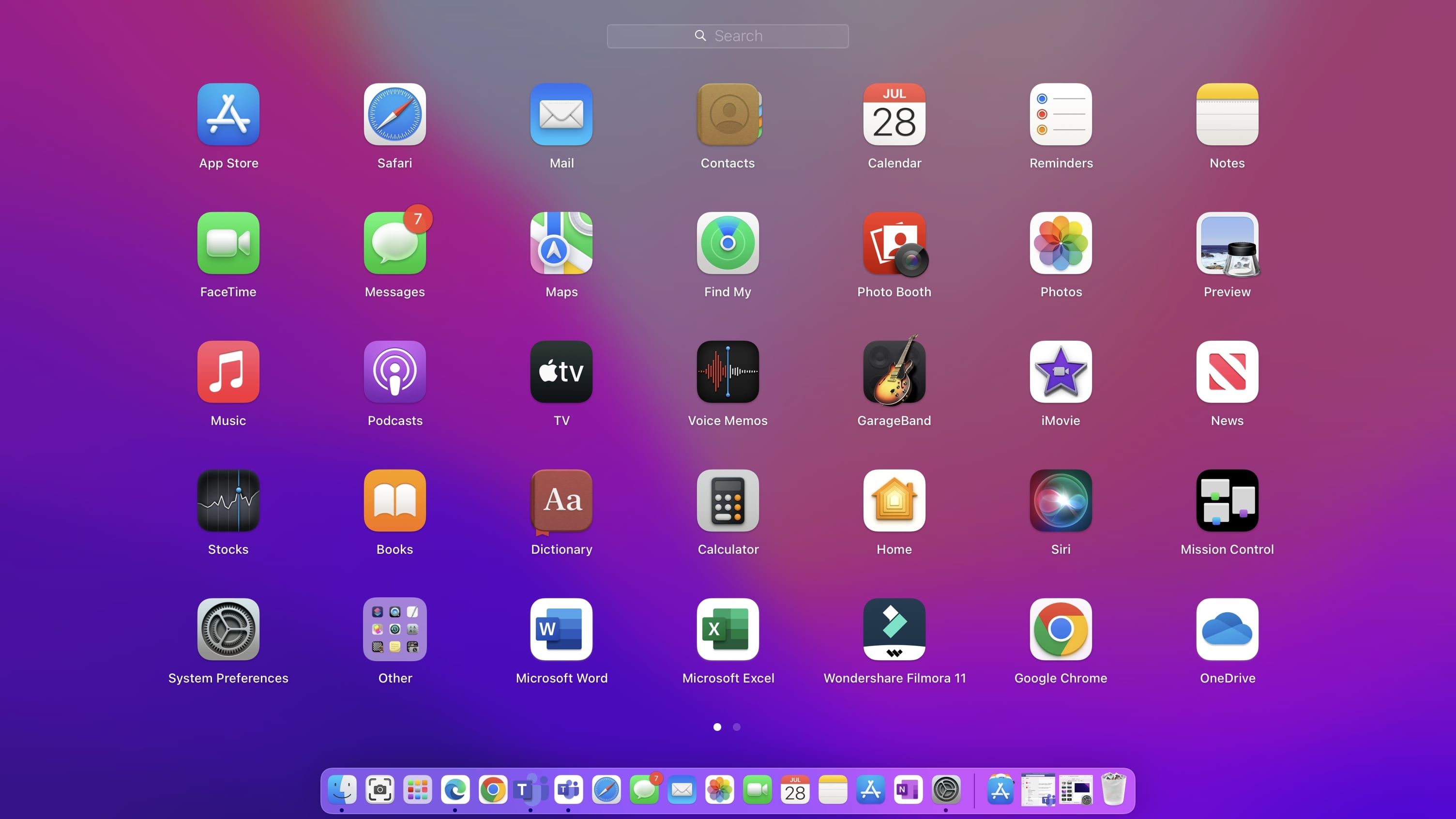 L'écran Launchpad sous MacOS.