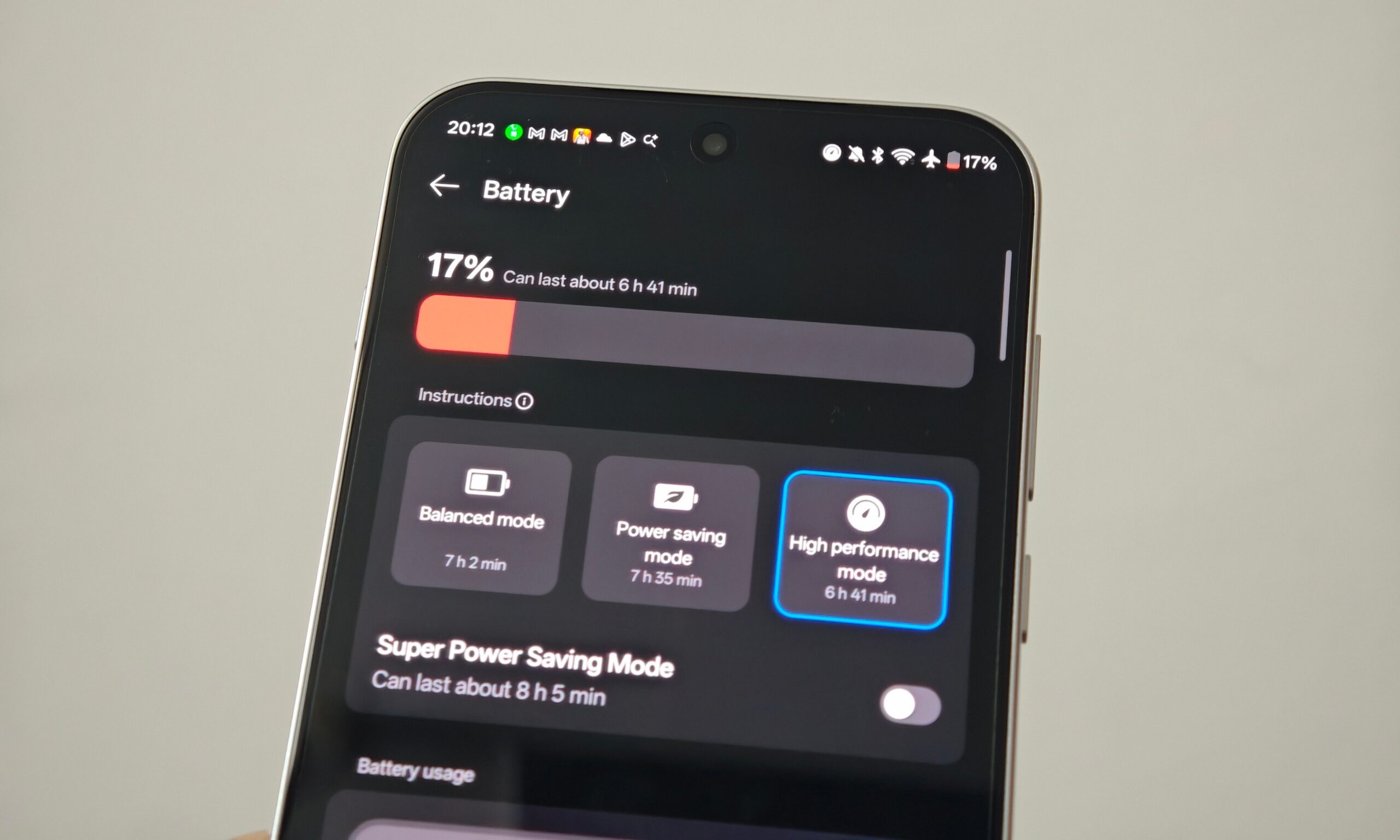 OnePlus Nord 6 avec batterie faible