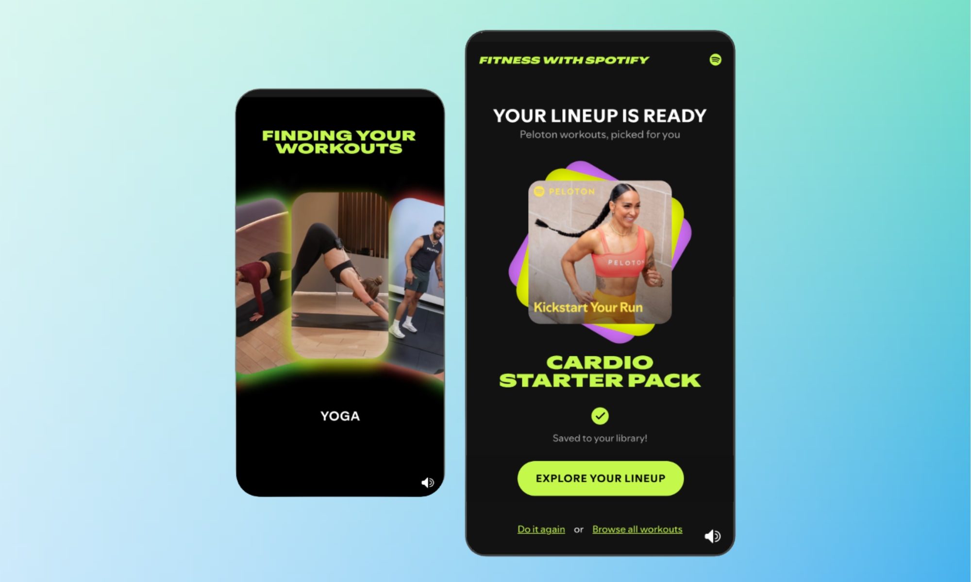 Captures d'écran de Spotify Fitness.